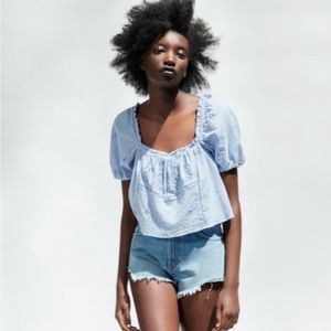 Zara OPENWORK EMBROIDERED CROP TOP - NWT